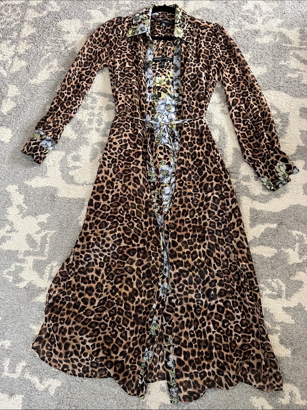 WHBM Leopard Print Midi Shirtdress